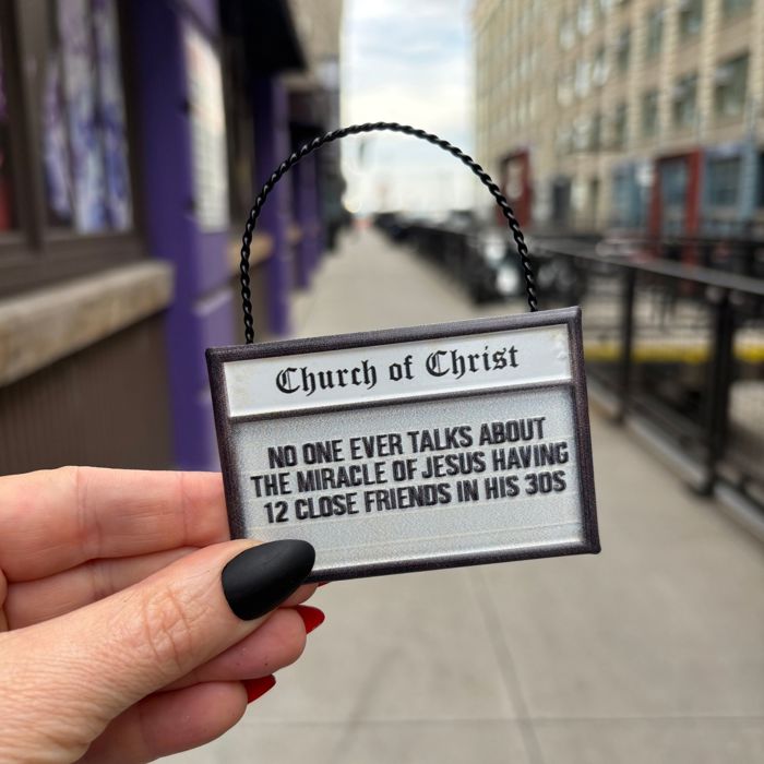 Miracle Of Jesus Ornament | Metal Church Sign Faith Home Decor | 3" x 2" x 0.25"
