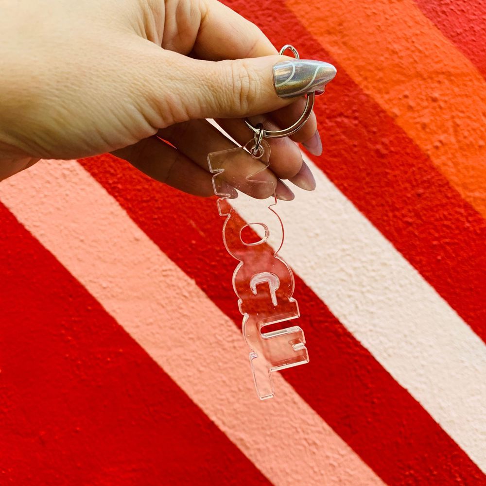 Mogul Acrylic Word Key Chain | Clear Word Shaped Keyholder