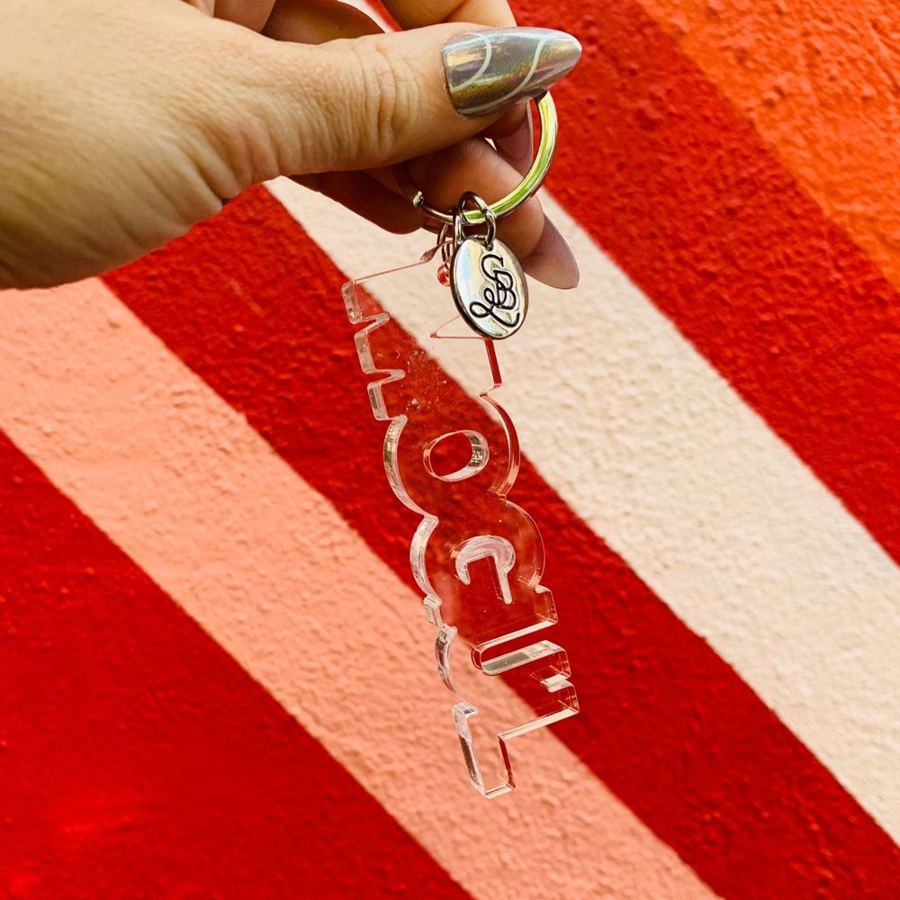 Mogul Acrylic Word Key Chain | Clear Word Shaped Keyholder