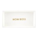  Mom Boss 10" x 5" Valet Tray | Vegan Leather Trinket Tray for Dresser or Desk | Motivational Quote Gift