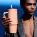  40 oz Raspberry Monochrome Tumbler with Handle and Straw Lid | Cup Holder Friendly Insulated Stainless Steel Travel Mug