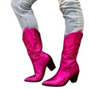  Pink Pony Cowgirl Boots in Metallic Hot Pink Pointed Toe