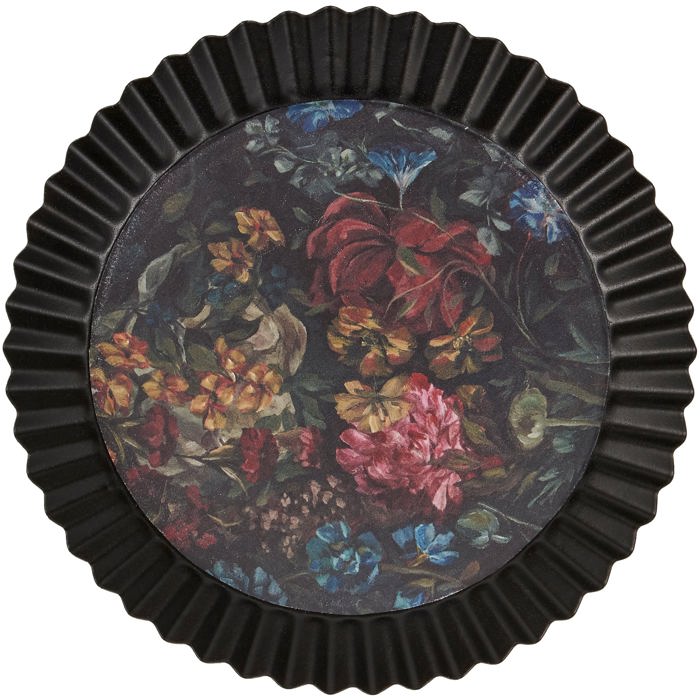 Moody Floral Metal Vanity Tray | Decorative Serving Trinket Tray  | 6" x 1"