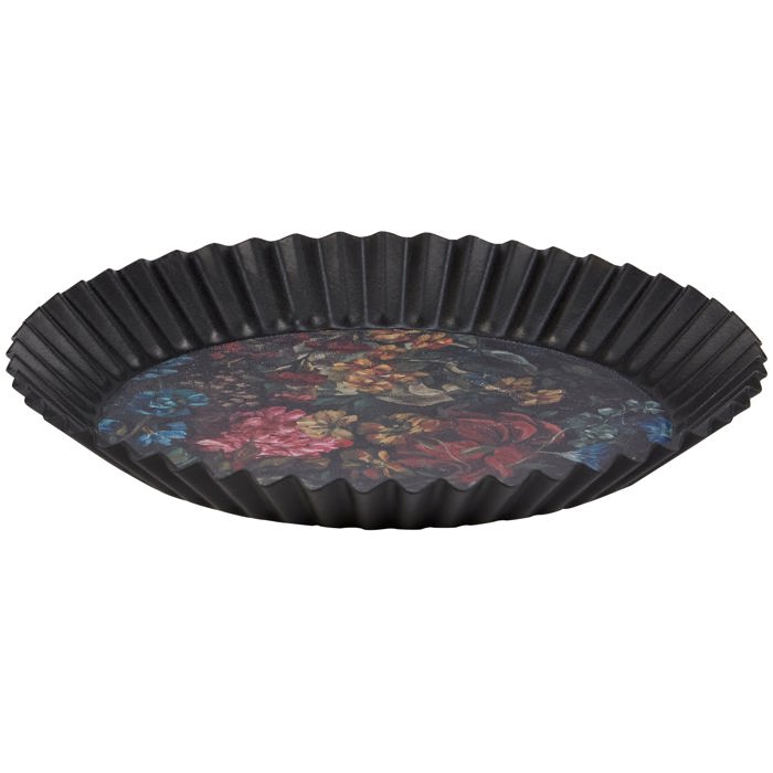 Moody Floral Metal Vanity Tray | Decorative Serving Trinket Tray  | 6" x 1"