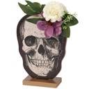  Moody Floral Skull Stand Up | Double-sided Wooden Stand-up Halloween Decor | 5.25" x 7"