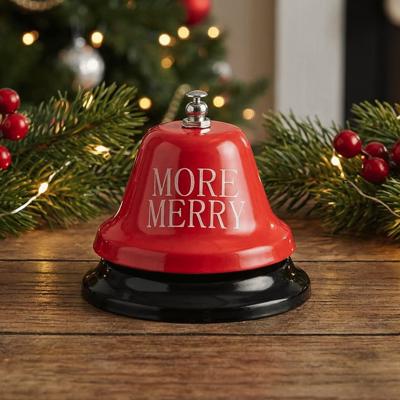 More Merry Holiday Bar Bell | Festive Christmas Metal Desk Bell for Parties & Gifting