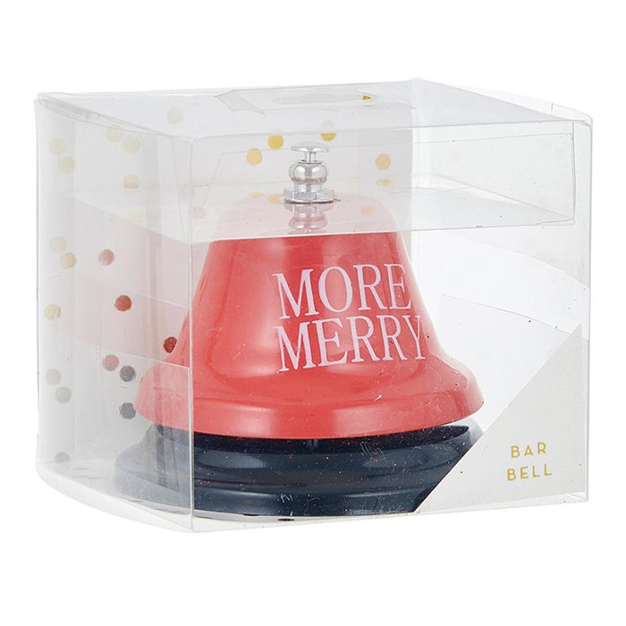 More Merry Holiday Bar Bell | Festive Christmas Metal Desk Bell for Parties & Gifting