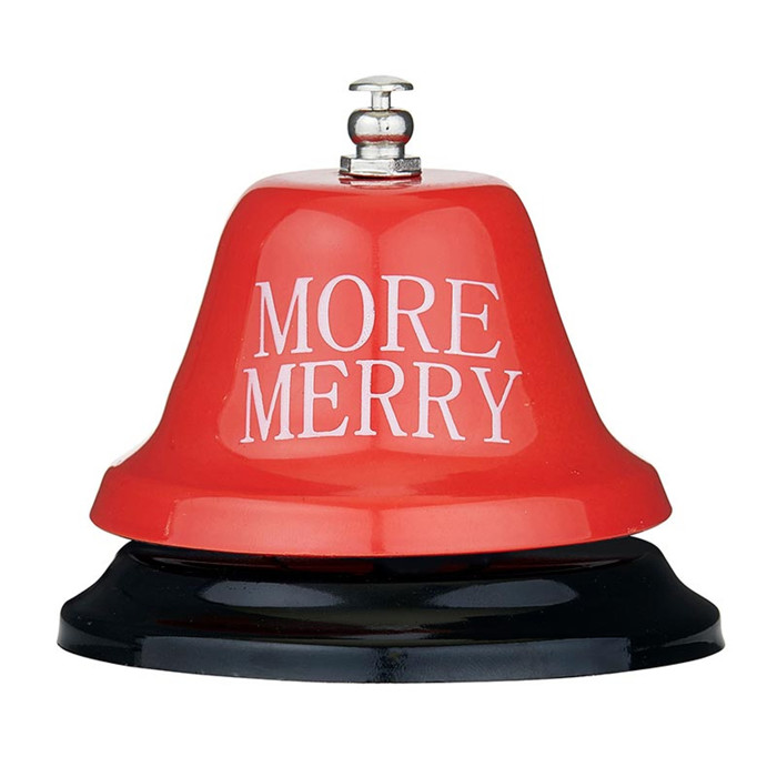 More Merry Holiday Bar Bell | Festive Christmas Metal Desk Bell for Parties & Gifting