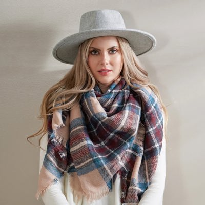 Giftable Winter Blanket Scarves - Large Scarf Wrap Shawl for Her in Plaid and Prints