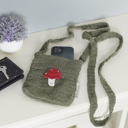  Mushroom Crossbody Bag | Cotton Shoulder Sling Handbag | 6" x 8"