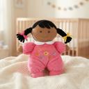  Baby's First Doll in Hot Pink | Soft Plush 8" Brown Skin Doll | Baby Gift 1st Doll 