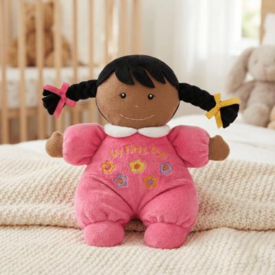 Baby's First Doll in Hot Pink | Soft Plush 8" Brown Skin Doll | Baby Gift 1st Doll 