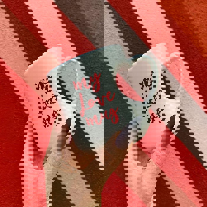 My Love Mug Heart Shaped Handle Mug | Coffee Tea Stoneware Cup | 12oz.