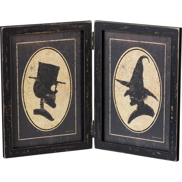 My Spooky Beloved Skeleton and Witch Hinged Decor Portraits | Halloween Theme | 10" x 7"