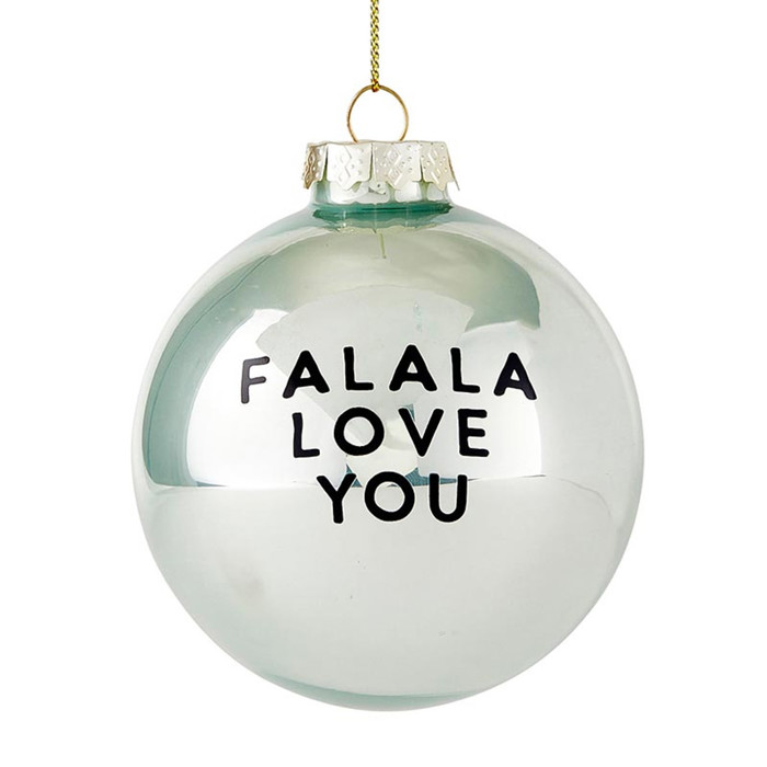 Falala Love You Glass Ornament Set of 2 | Chic Christmas Tree Ball Hanging Decor | Holiday Gift Set Minimalist