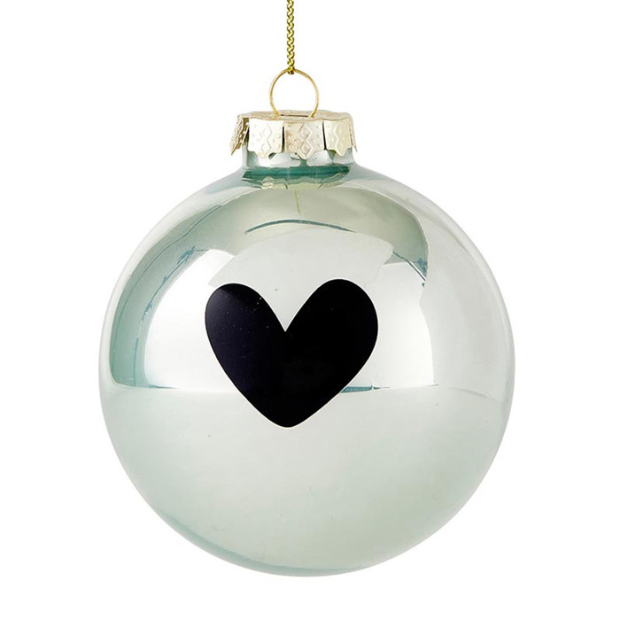 Falala Love You Glass Ornament Set of 2 | Chic Christmas Tree Ball Hanging Decor | Holiday Gift Set Minimalist