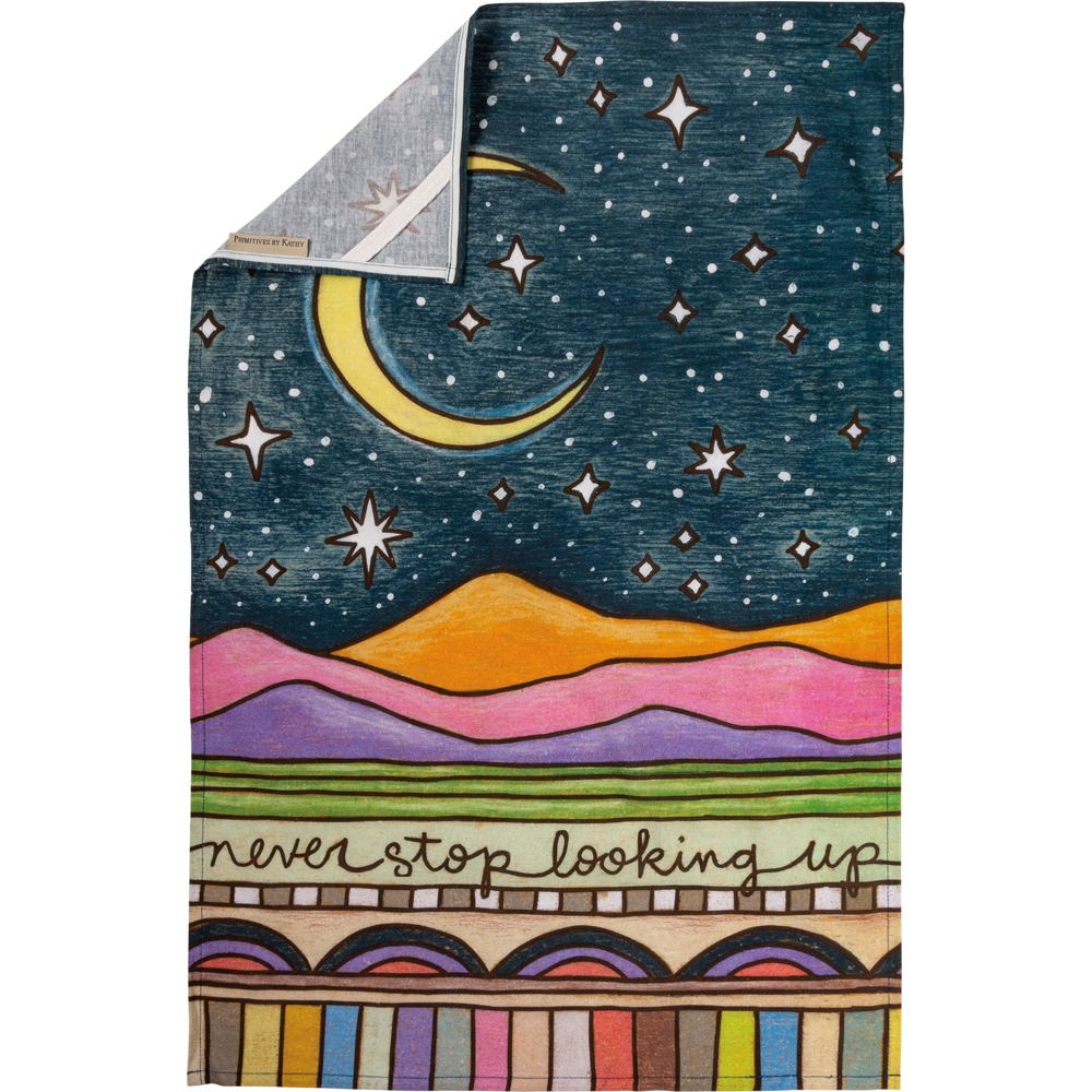 Never Stop Looking Up Celestial Kitchen Towel | Celestial Cotton Hand Tea Dish Cloth | 18" x 28"