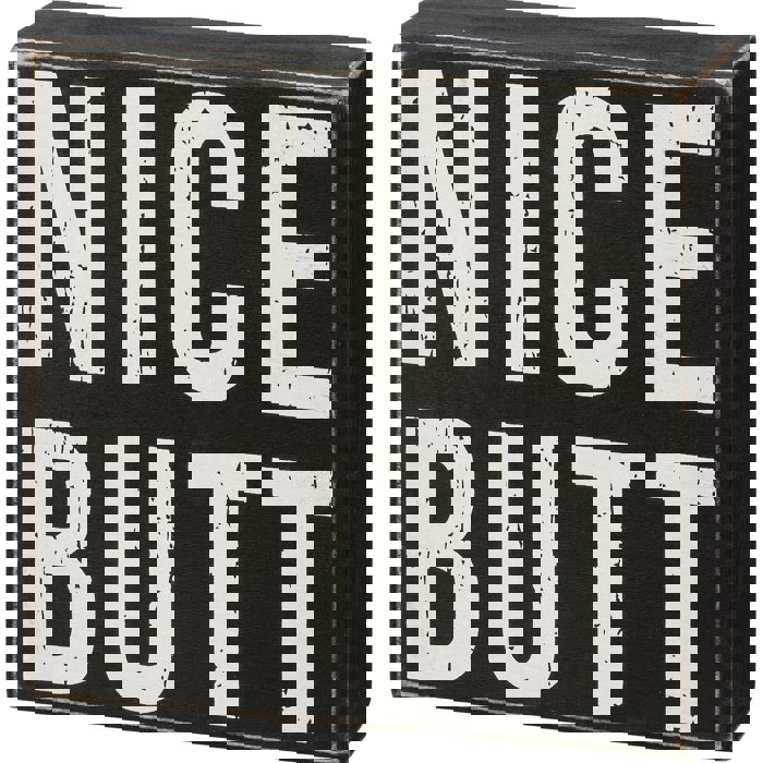 Nice Butt Box Sign Funny Wood Sign for for Bathroom | Stand Up Box Style Bathroom Decor