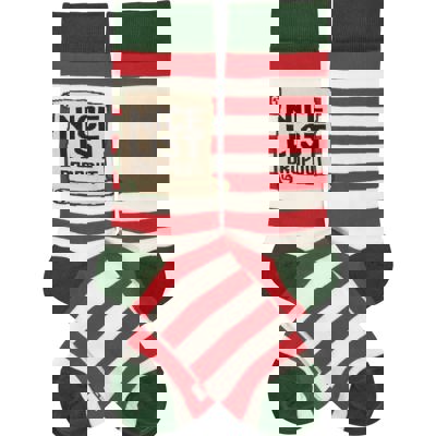 Nice List Dropout Socks | Holiday Themed Red White Stripes Novelty Socks