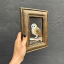  Night Barn Owl Framed Art | Halloween Vintage Style Desk Room Home Decor | 7" x 8.75"