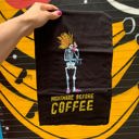  Nightmare Before Coffee Skeleton Kitchen Towel | Black Cotton Halloween Themed Tea Dish Cloth | 28" x 28"