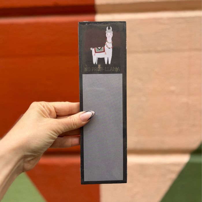 No Prob-Llama Magnetic Sticky Notepad in Navy Blue | 9.5" x 2.75" | Holds to Fridge with Strong Magnet