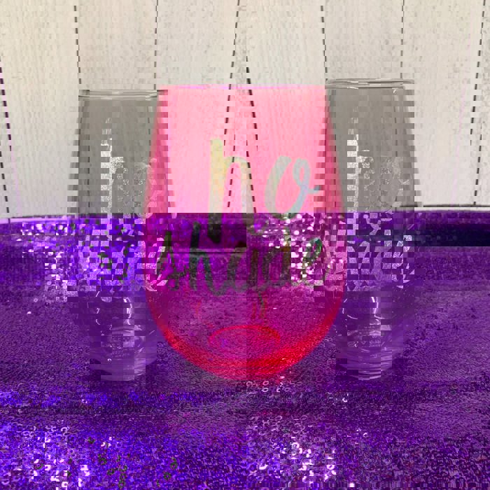 No Shade Jumbo Stemless Wine Glass in Tinted Bright Pink | 30oz Holds a Full Bottle of Wine