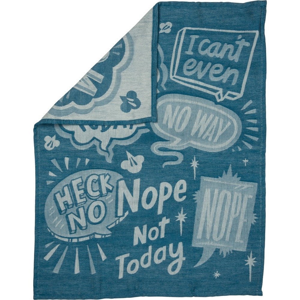 Nope Not Today Funny Dish Cloth Towel in Blue | Ultra Soft and Absorbent Jacquard | All-Over Design | Unfolds 20" x 28" | Gift for Her