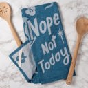  Nope Not Today Funny Dish Cloth Towel in Blue | Ultra Soft and Absorbent Jacquard | All-Over Design | Unfolds 20" x 28" | Gift for Her