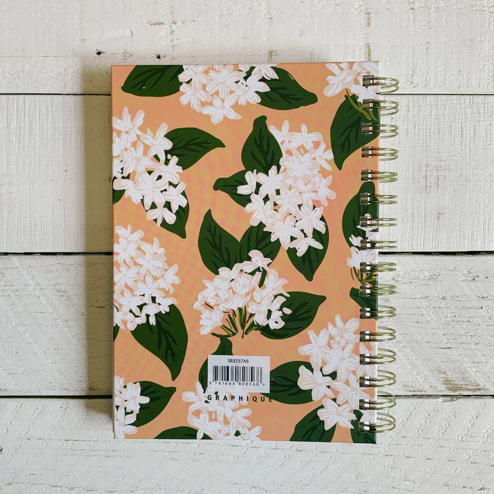 Notes & Ideas Jasmine Flowers Spiral Hard Cover Journal | 160 Ruled Pages Spiral-bound Notebook | 6.25"x 8.25"