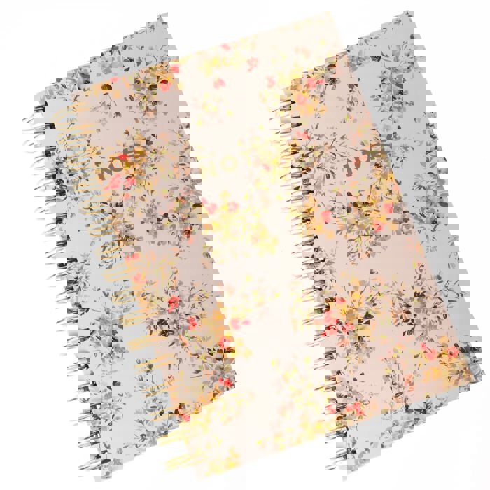 Notes Vintage Floral in Blush Spiral Hard Cover Journal | Spiral Bound Notebook | 6.25"x 8.25