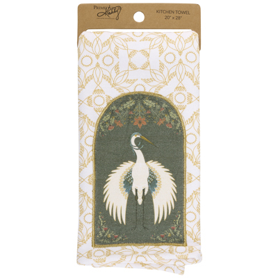 Nouveau Crane Cotton Kitchen Towel | Bird Pattern Hand Tea Dish Cloth | 20" x 28"