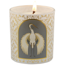  Nouveau Crane Sage Scent Jar Candle | Bird Pattern Metallic Gold Accent Frosted Glass | 35hrs Burn Time