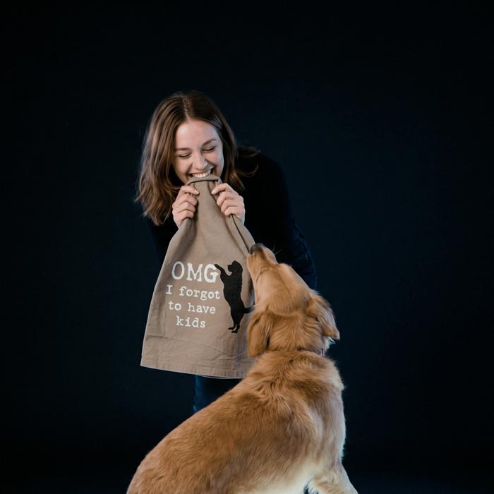 OMG I Forgot To Have Kids Cotton Dish Towel | Dog Lover Funny Novelty Cloth Tea Towel | Gift for Her