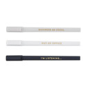  Office Soft Touch Pen Set of 3 | Business as Usual, Out of Office, I'm Listening | Refillable Giftable Pens in Box