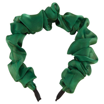 Olive Chiffon Headband | Poly Satin Green Headpiece Hair Accessory | 6.25''