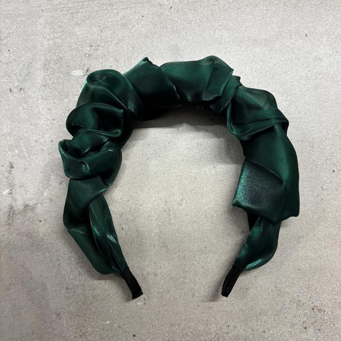 Olive Chiffon Headband | Poly Satin Green Headpiece Hair Accessory | 6.25''