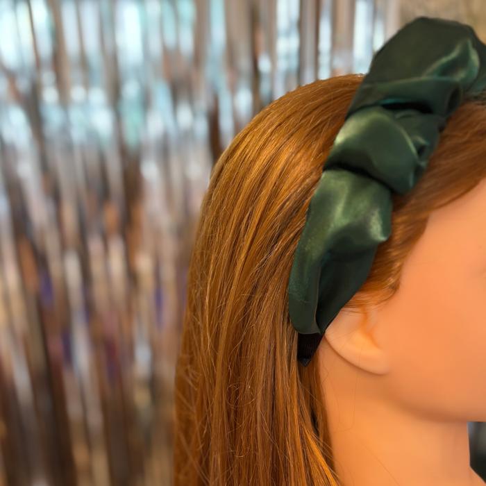 Olive Chiffon Headband | Poly Satin Green Headpiece Hair Accessory | 6.25''