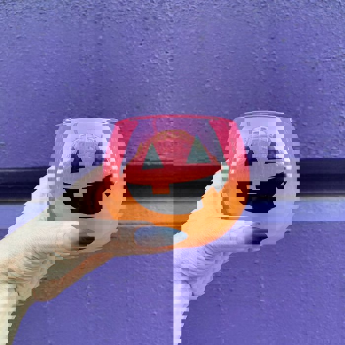 Ombre Jack-O'-Lantern Roly Poly Wine Glass | Pumpkin Spooky Halloween Cocktail Glass | 13 oz.