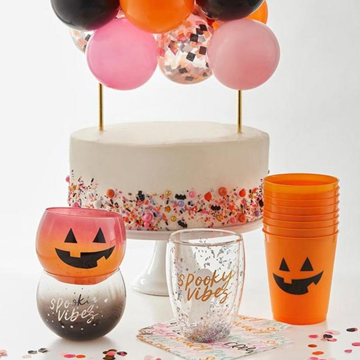Ombre Jack-O'-Lantern Roly Poly Wine Glass | Pumpkin Spooky Halloween Cocktail Glass | 13 oz.