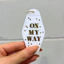  On My Way White Motel Keychain Key Tag | Acrylic