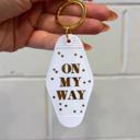  On My Way White Motel Keychain Key Tag | Acrylic