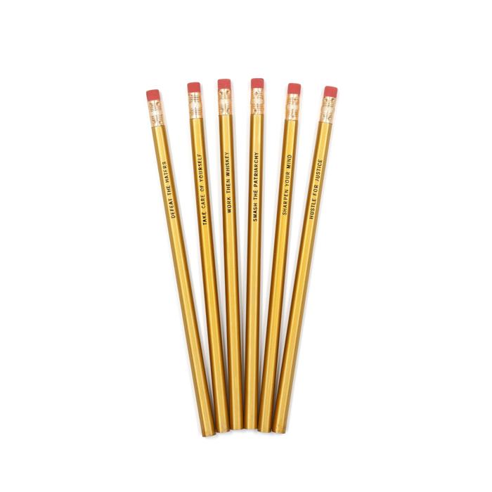 On-Point Feminist Pencil Set in Solid Gold
