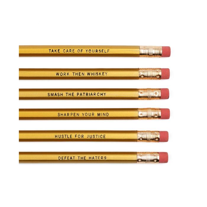 On-Point Feminist Pencil Set in Solid Gold