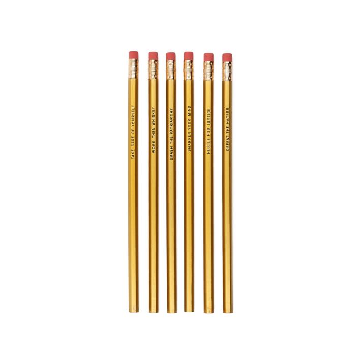 On-Point Feminist Pencil Set in Solid Gold