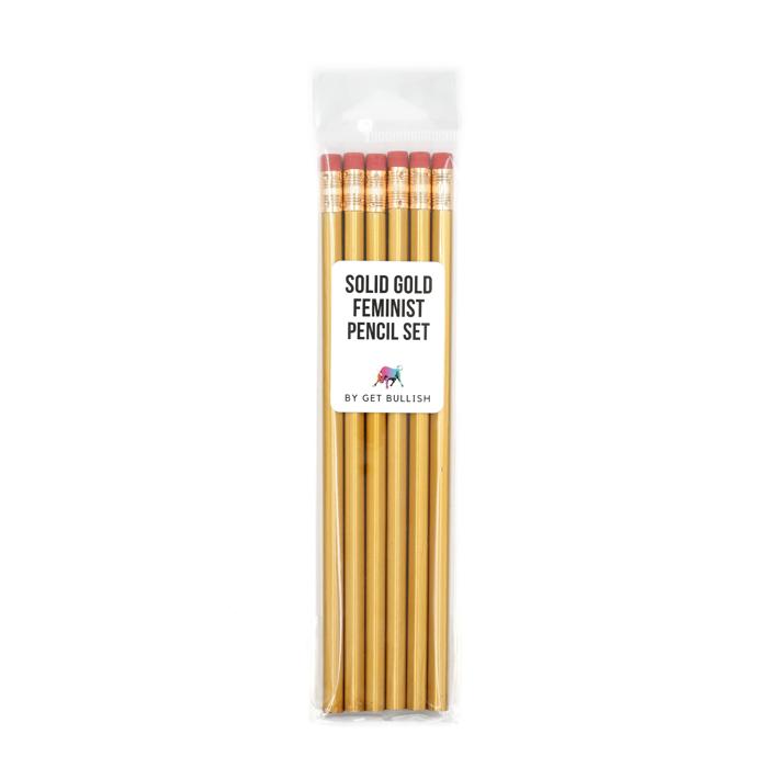 On-Point Feminist Pencil Set in Solid Gold