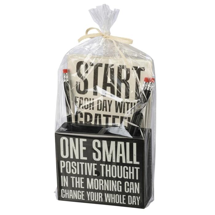 One Small Positive Thought Stationery Gift Set | Giftable | Notebooks, Pencils, Pen Holder