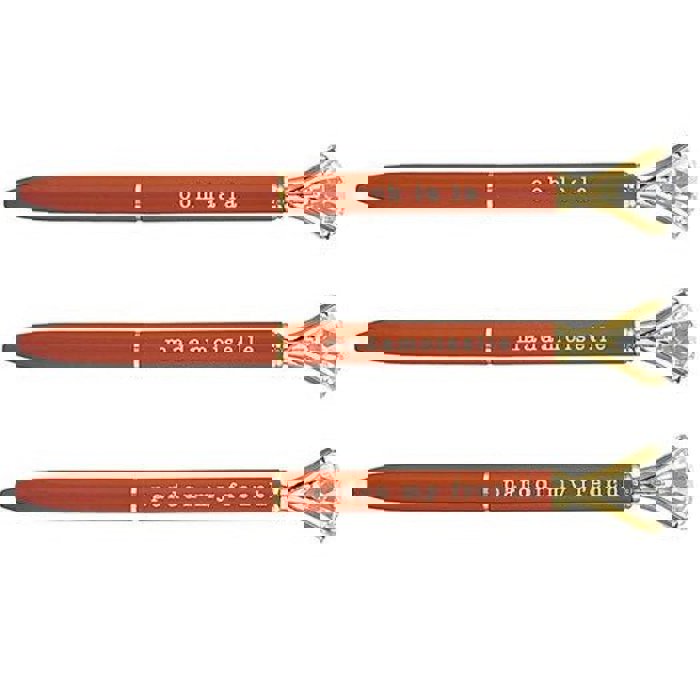 Ooh La La Orange Gem Pen Set of 6 | Giftable Quote Pens | Novelty Office Desk Supplies