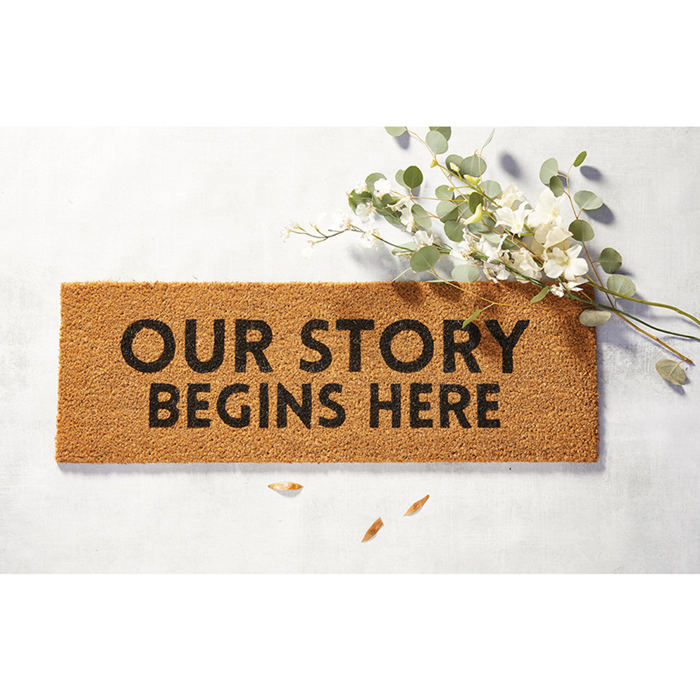 Our Story Begins Here Coir Door Mat | Welcome Outdoor Indoor Rug | 30" x 10"
