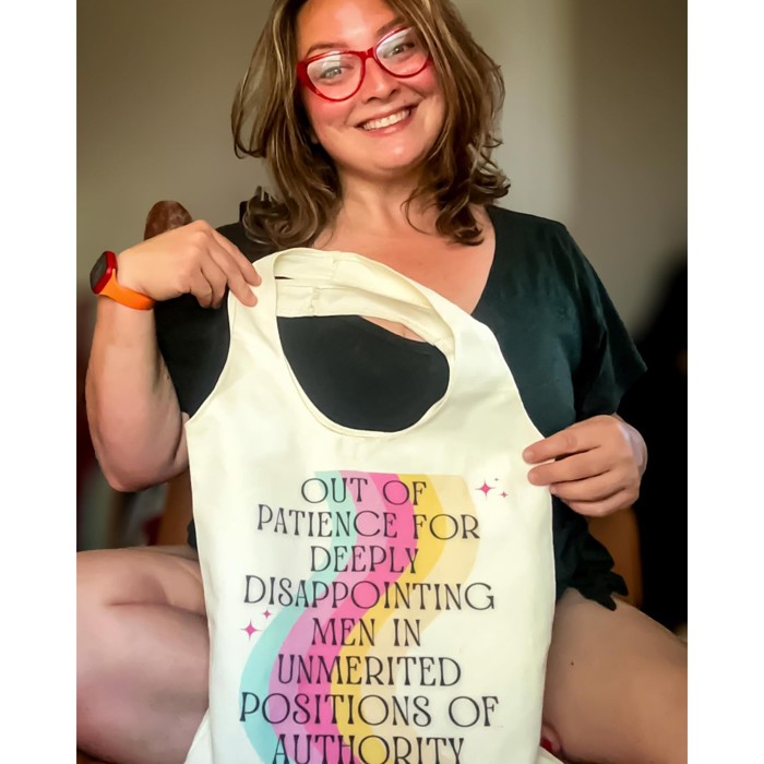 Funny Feminist Tote - Out of Patience for Deeply Disappointing Men Slouchy Canvas Tote Bag in Natural